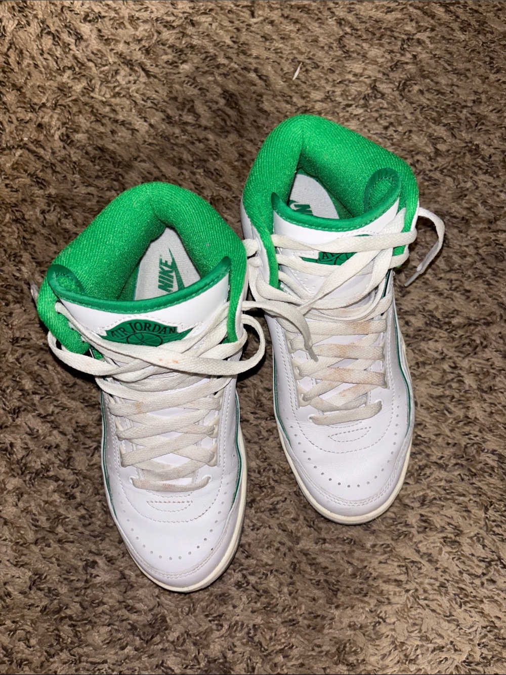 Jordan Kids White & Green High-Top Sneakers 2
